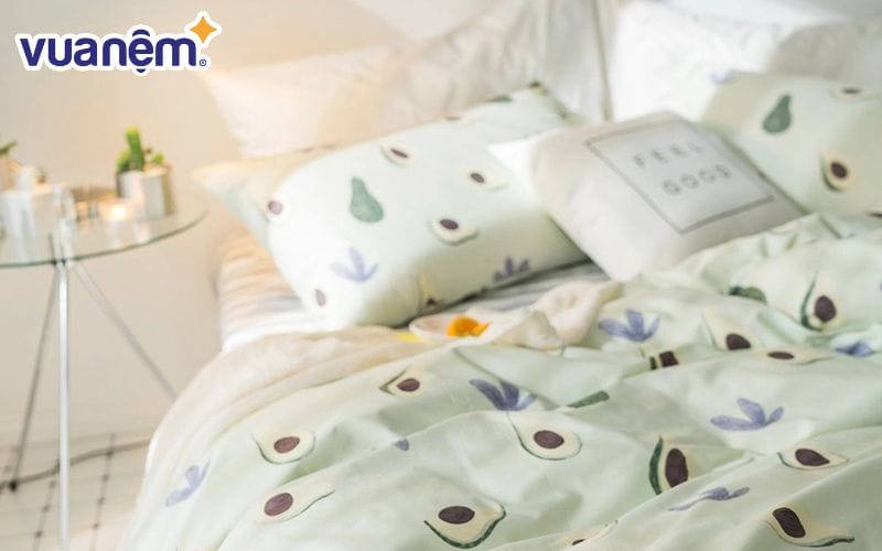 Bộ chăn ga gối trái bơ mùa xuân