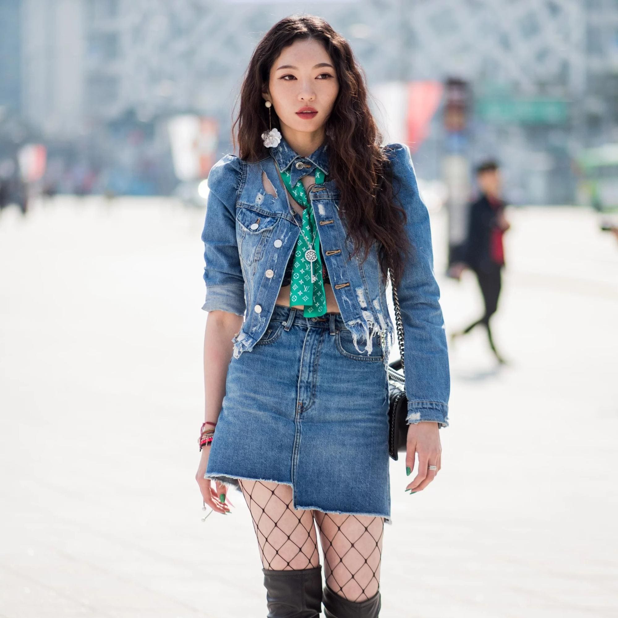 mix đồ denim on denim