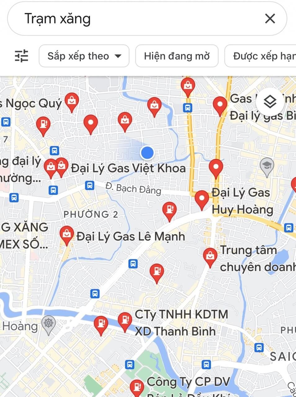 cách tìm cây xăng trên google map gần nhất