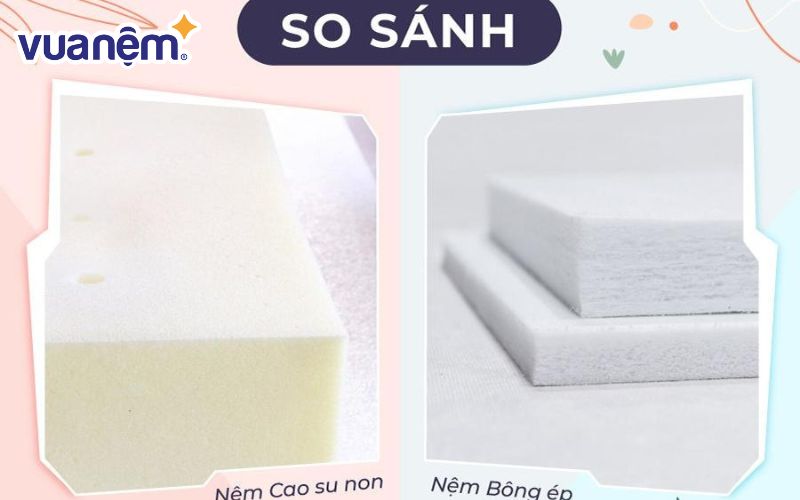 So sánh nệm bông ép và nệm cao su non: Giống và khác nhau như thế nào?