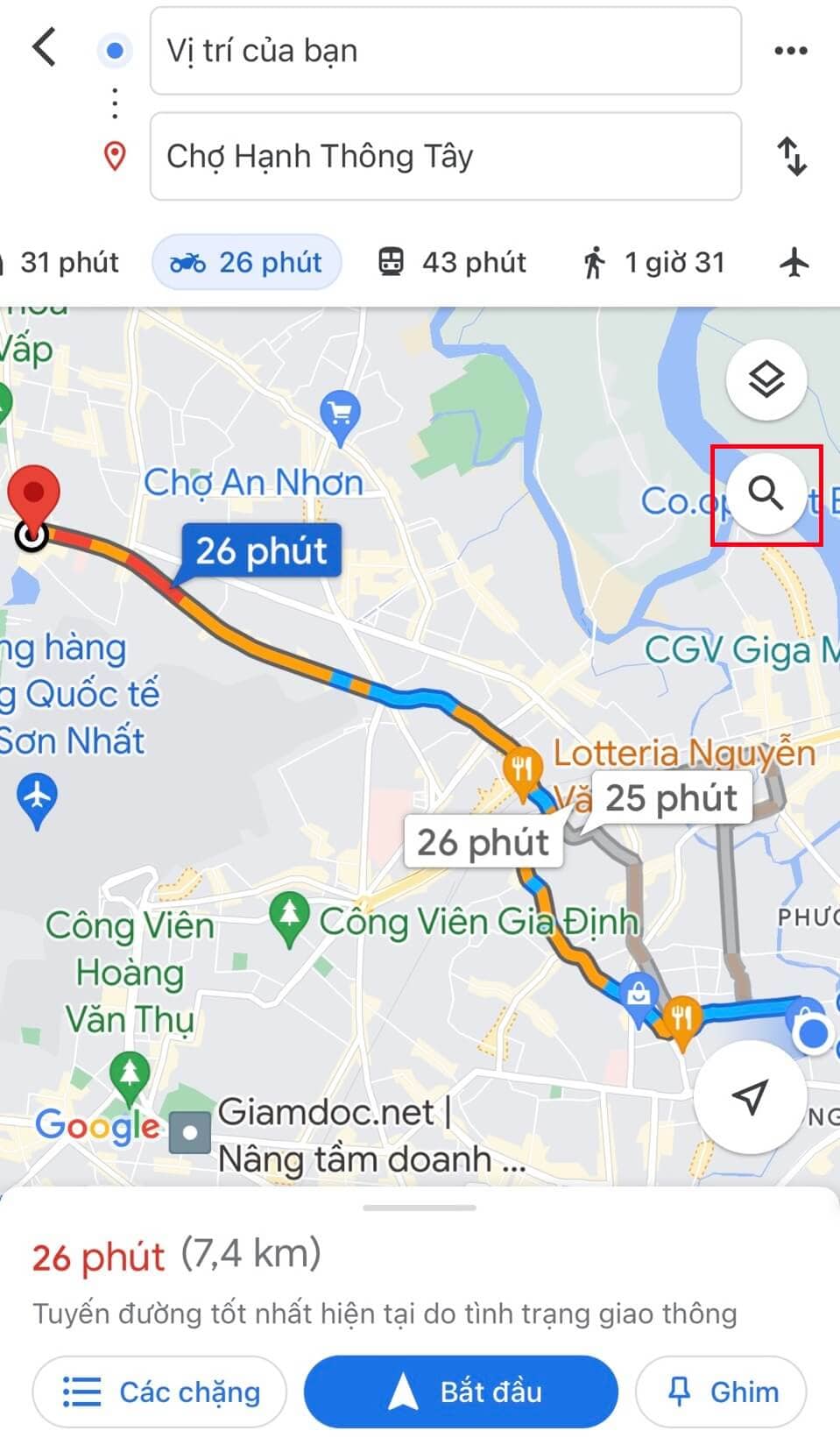 tìm cây xăng trên google map