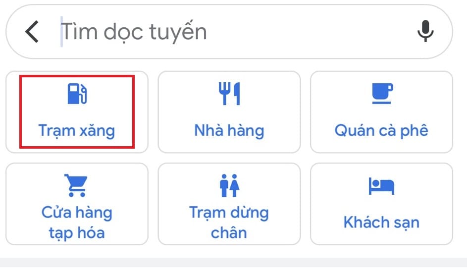 tìm cây xăng trên ứng dụng google map