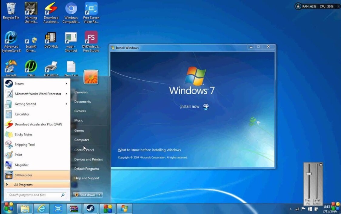 Các thao tác quay màn hình máy tính Windows 7