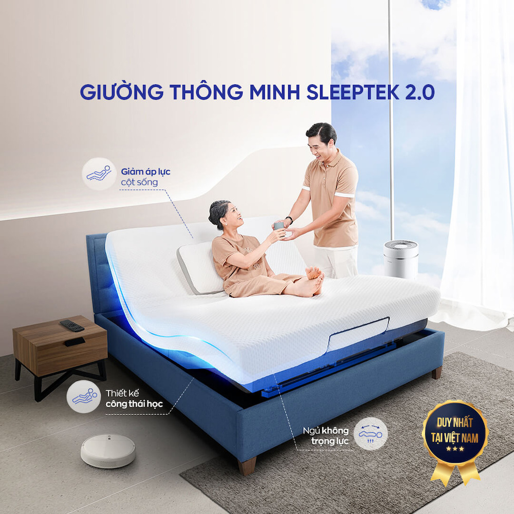 Giới thiệu giường điều khiển thông minh Sleeptek 2.0 tại cửa hàng Vua Nệm