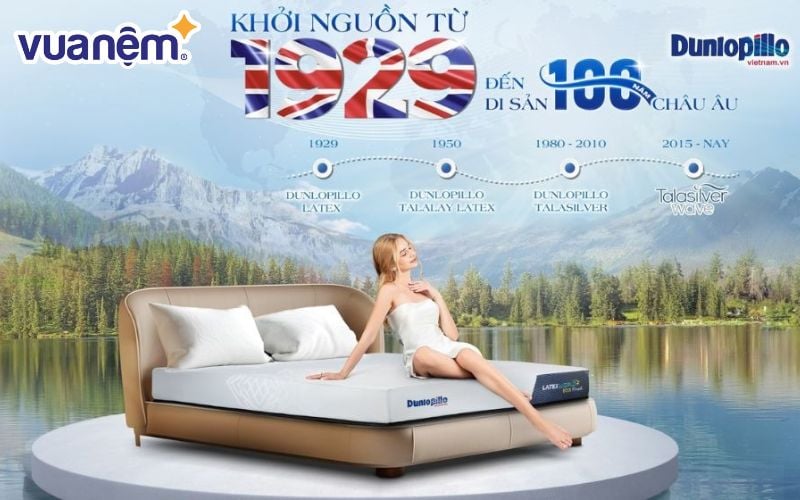 Dunlopillo là thương hiệu nệm cao cấp có nguồn gốc từ Vương quốc Anh