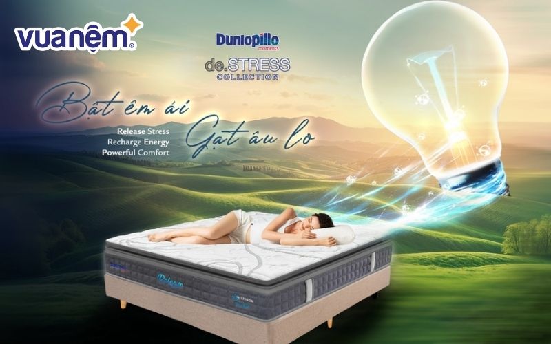 Mua nệm Dunlopillo giá tốt chính hãng với bộ sưu tập de.STRESS tại Vua Nệm