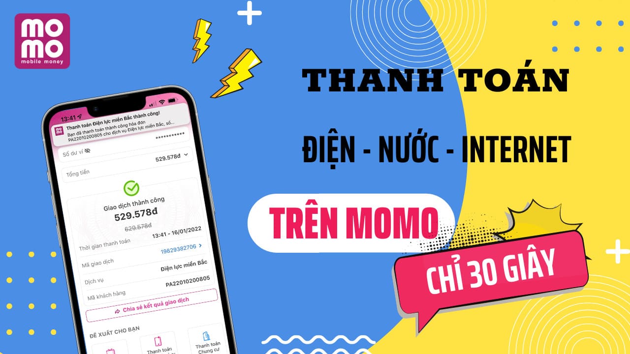 thanh toán tiền điện, nước trên momo