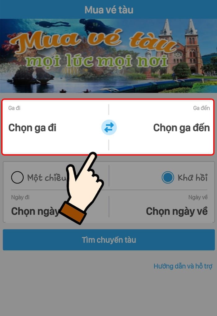 cách đặt vé tàu online bằng điện thoại bước 1