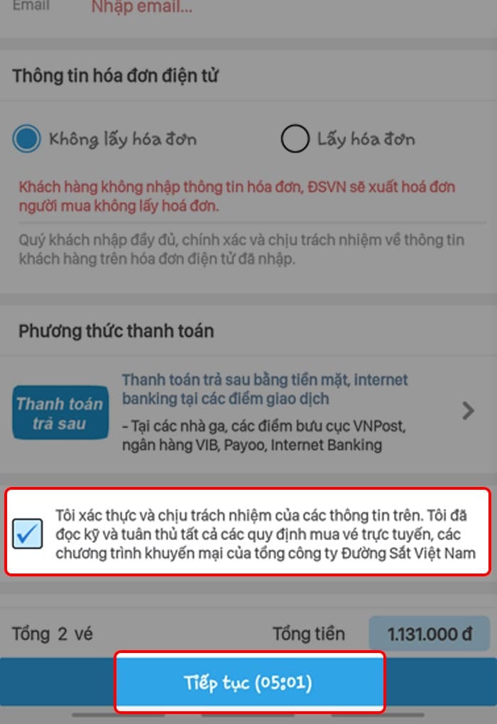 cách đặt vé tàu online bằng điện thoại bước 7