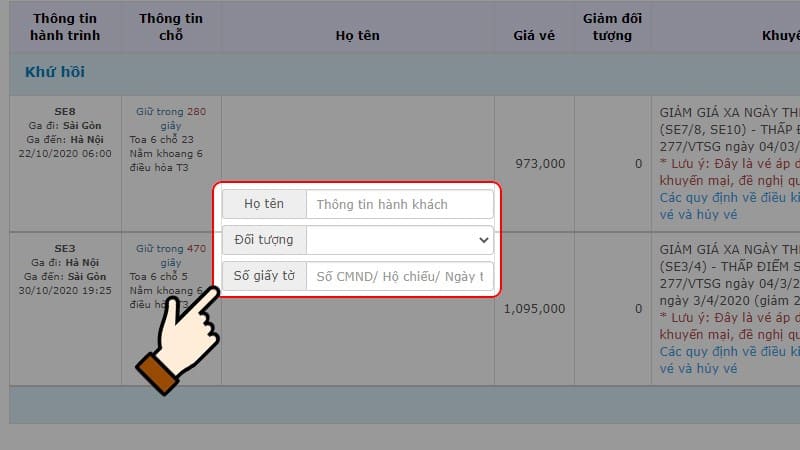 Cách đặt vé tàu online bằng máy tính bước 7