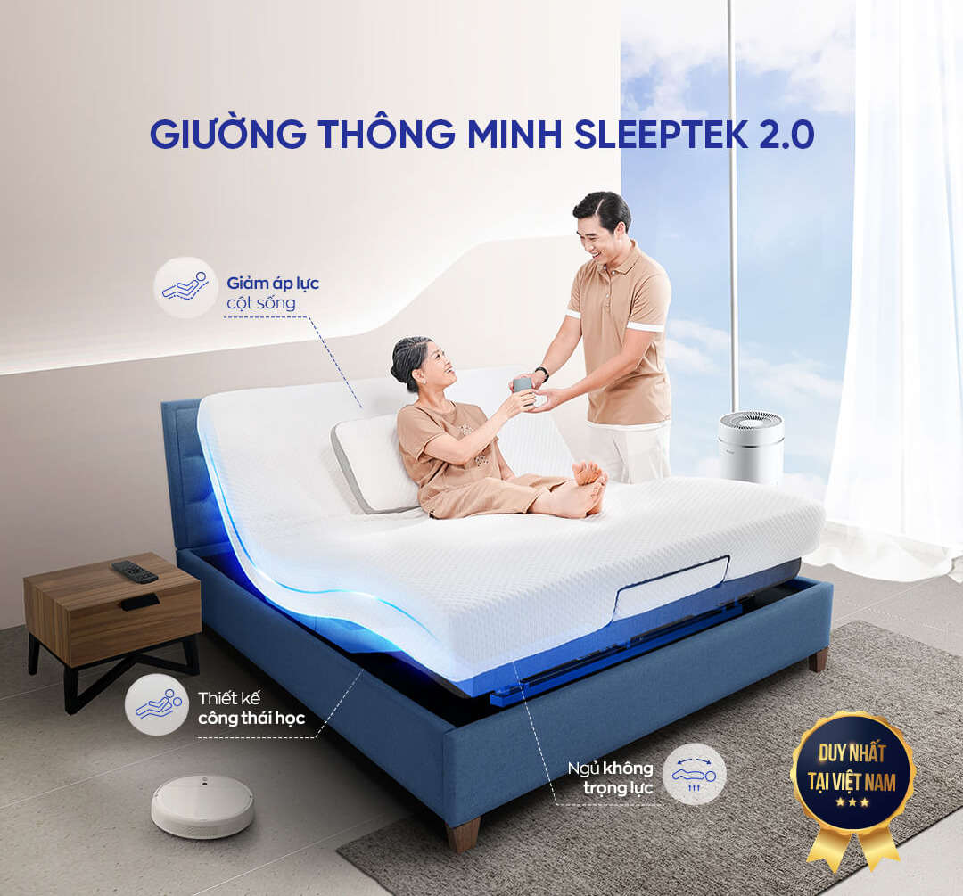 Sản phẩm giường ngủ điều khiển thông minh SleepTek 2.0 tại Vua Nệm