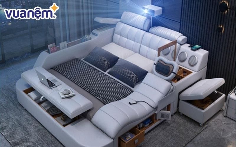 Cuộc sống hiện đại hơn với giường mát xa toàn thân có máy chiếu