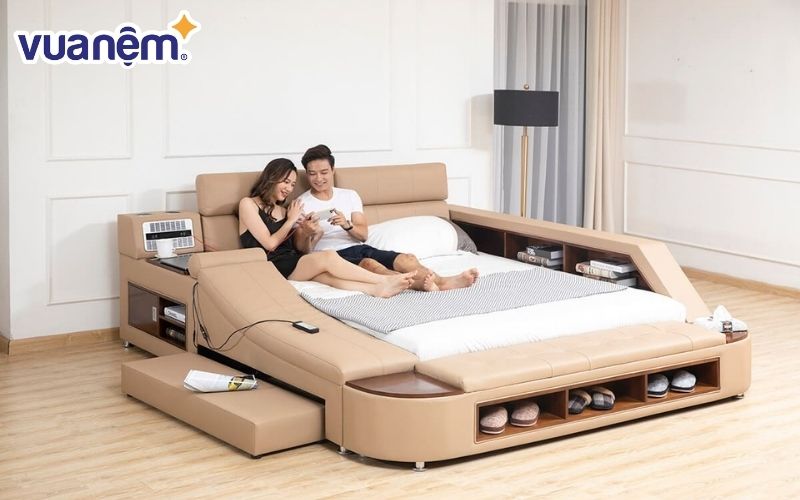 Giường mát xa toàn thân màu cà phê sữa đơn giản