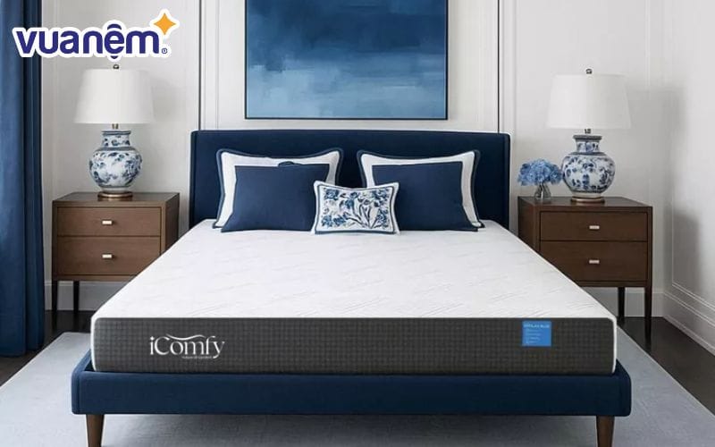 Nệm foam iComfy Coolax Plus được thiết kế để làm mát toàn thân và chăm sóc sức khỏe hô hấp toàn diện