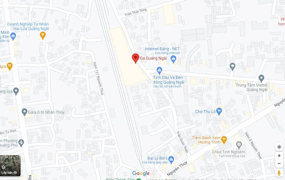 Vị trí ga tàu Quảng Ngãi trên google maps