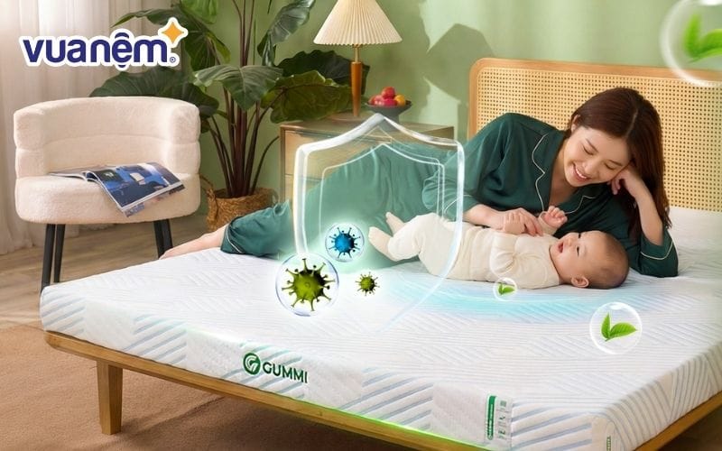 Nệm kích thước phù hợp giúp bé ngủ an toàn