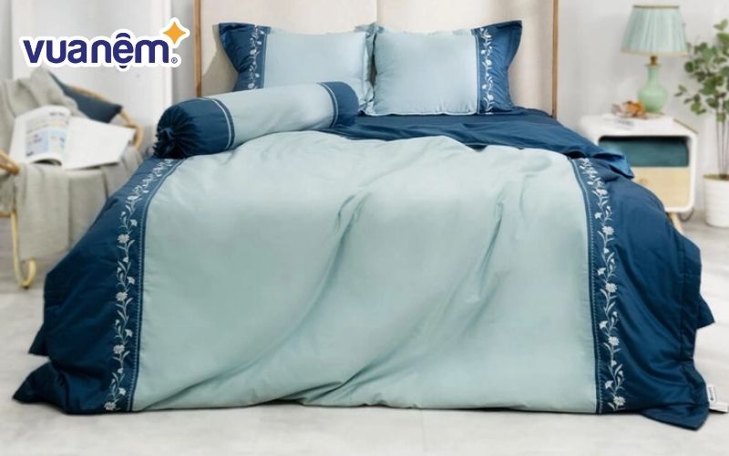 Ga chun chăn chần Amando thêu cotton satin họa tiết hoa