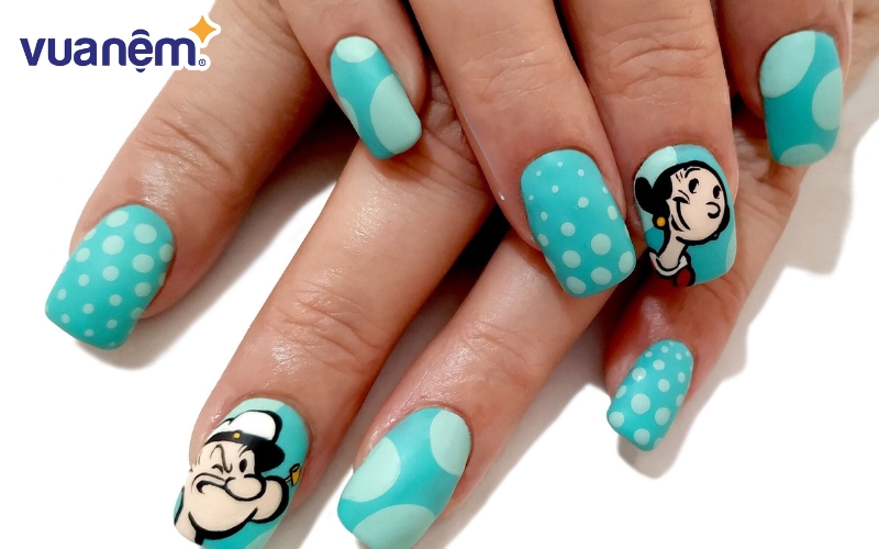 <em>Thật thú vị nếu vẽ nail hoạt hình hình ảnh thủy thủ Popeye</em>