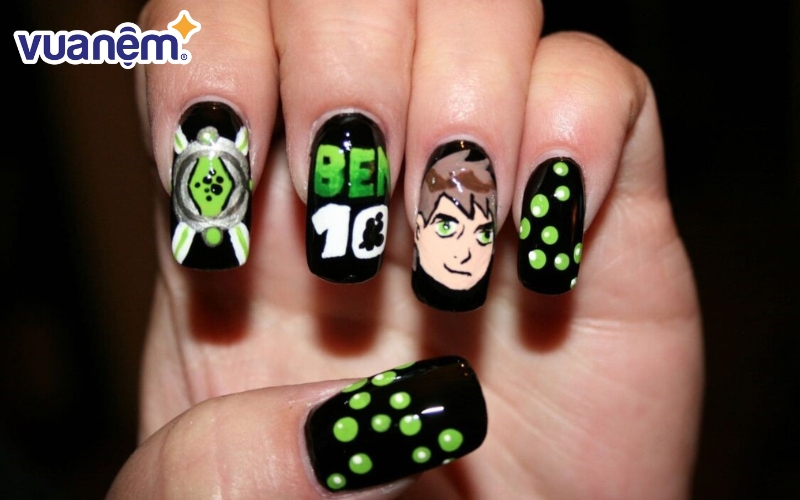 <em>Bộ nail dành cho các cô nàng là fan của Ben 10</em>