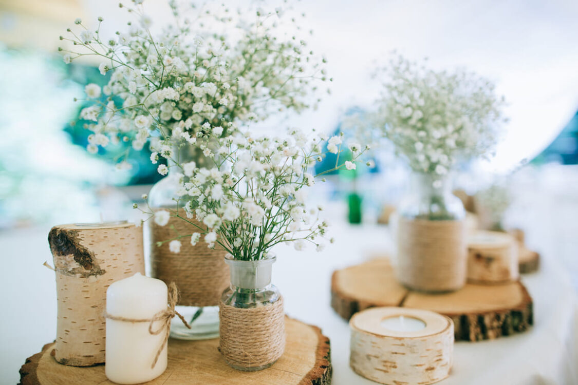 trang trí tiệc cưới eco-friendly bằng đồ handmade