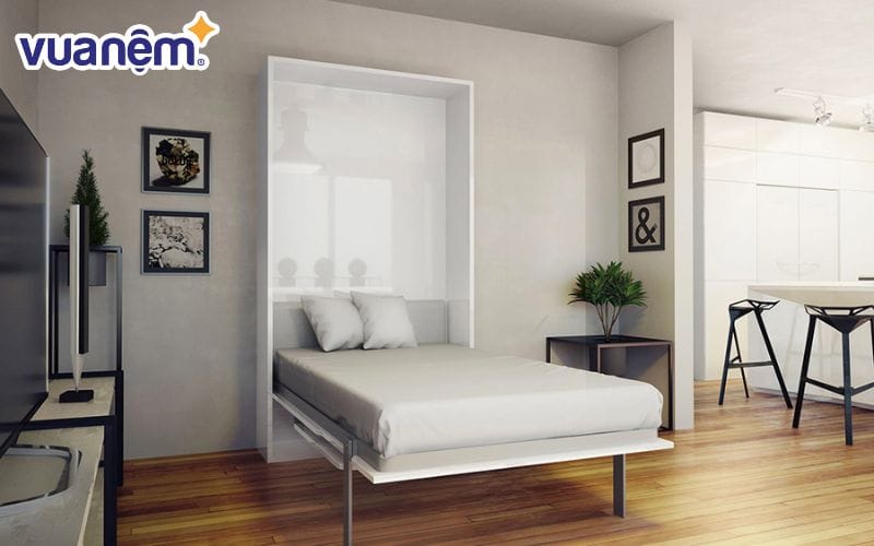 Giường thông minh kết hợp bàn ăn là một thiết kế độc đáo và đa chức năng