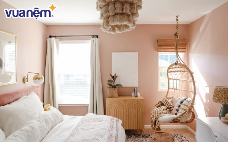 Ga giường màu trắng nhẹ nhàng, nâng cấp không gian phòng ngủ