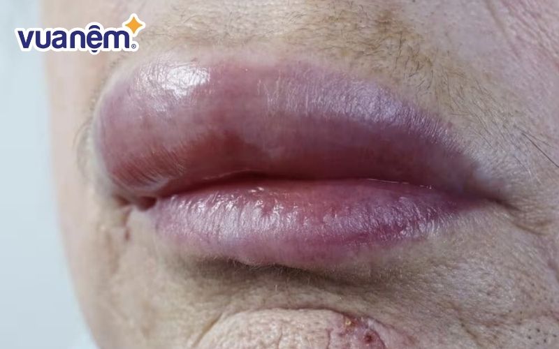 Sưng môi trên do bị dị ứng với thuộc hoặc đồ ăn