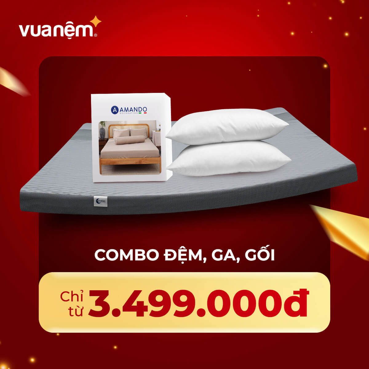 Combo đệm, ga, gối chỉ từ 3.499.000đ