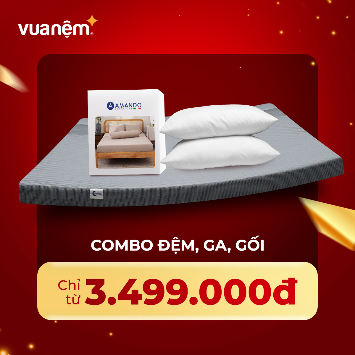 Combo đệm ga gối chỉ từ 3,499,000Đ