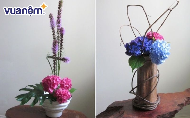 Mẫu hoa cẩm tú cầu cắm theo phong cách Ikebana