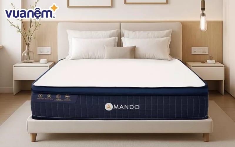 Nệm Amando Innovation – Lò xo túi độc lập RevoFeel bền vững, nâng đỡ chuẩn xác và điều hòa thân nhiệt.