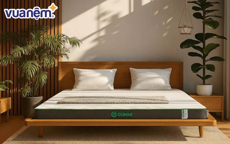 Nệm cao su thiên nhiên Gummi Premium nâng đỡ 5 vùng cơ thể, kháng khuẩn than hoạt tính