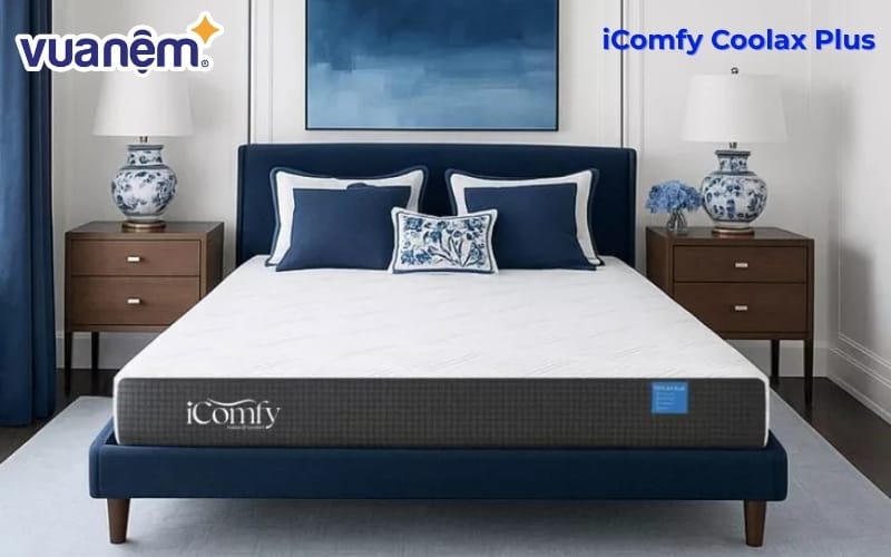 Nệm foam massage iComfy Coolax Plus – Làm mát toàn thân, kháng khuẩn với tinh chất trà xanh.