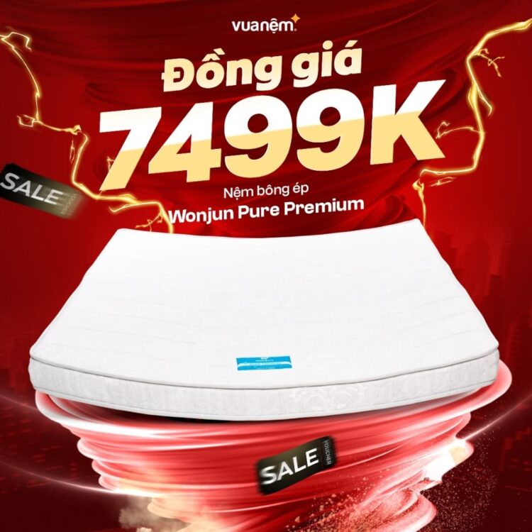 Nệm Wonjun Pure Premium đồng giá 7.499.000 VNĐ