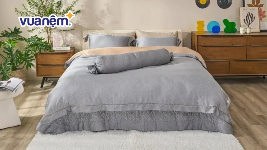 chăn ga gối đệm màu xám