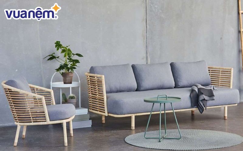 Ghế sofa văng kết hợp ghế đơn giá rẻ nhỏ gọn và tiện dụng