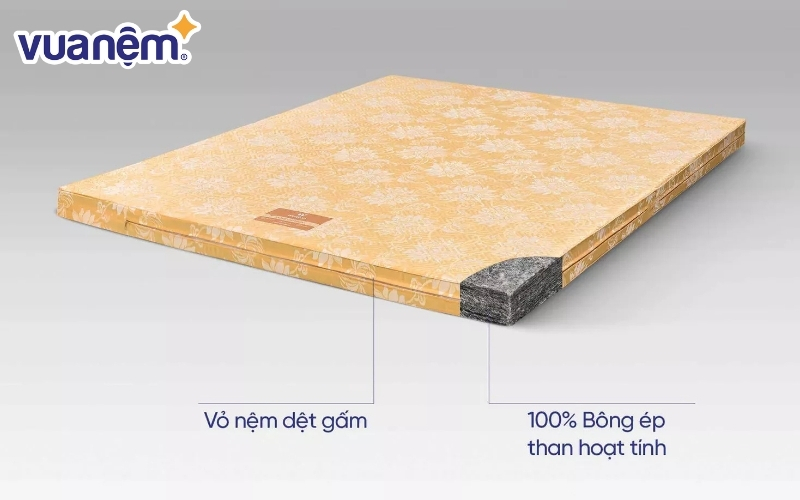 Nệm bông ép than hoạt tính gấp 3 an toàn với làn da nhạy cảm