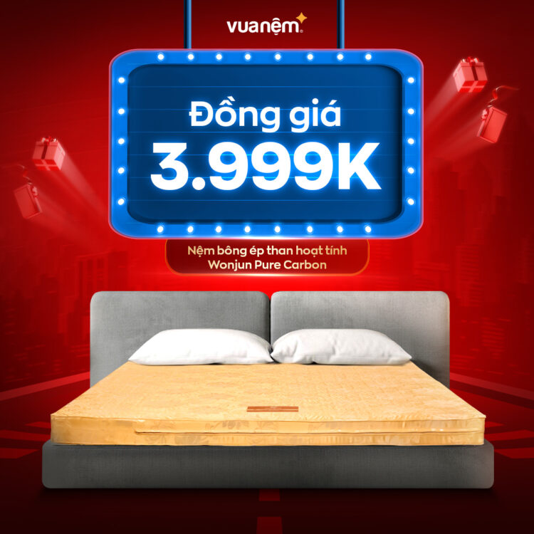 Mua nệm bông ép than hoạt tính đồng giá chỉ với 3.999K trong dịp Black Friday
