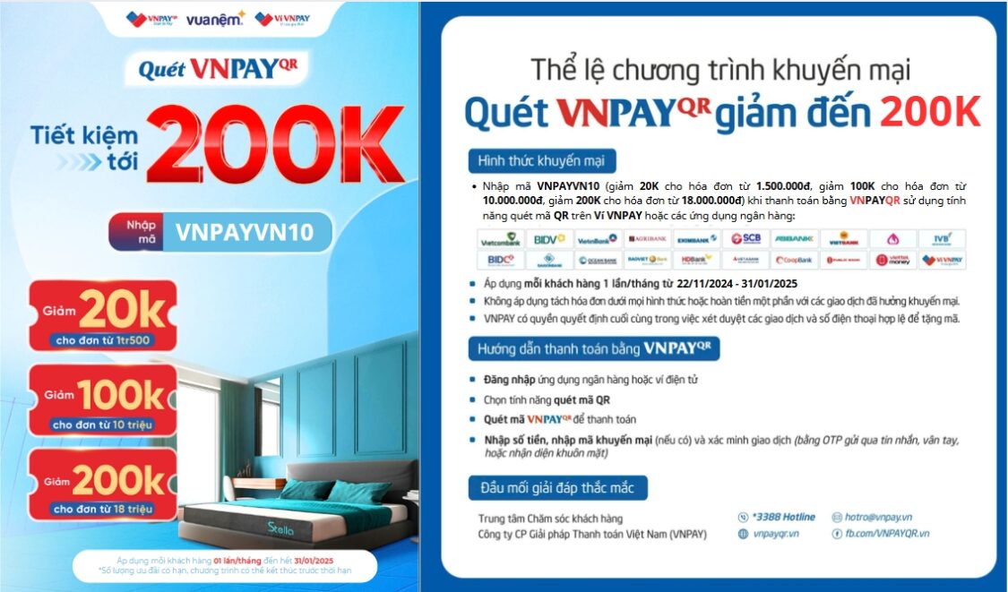 Thông tin chi tiết về chương trình "Quét VNPAY-QR giảm đến 200K"