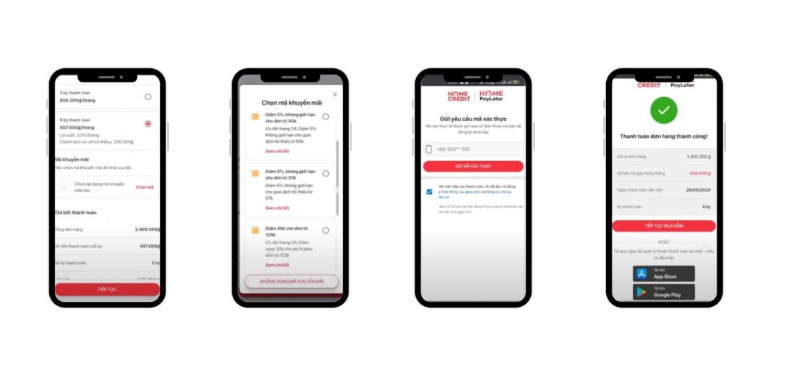 Bước 4: Chọn kỳ hạn trả góp và mã giảm giá (nếu có)