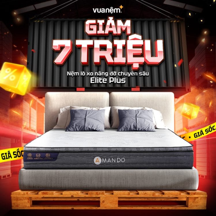 Nệm lò xo Amando Elite Plus giảm 7 triệu