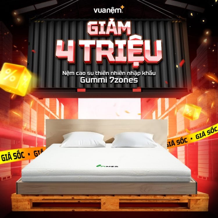 Nệm cao su Gummi 7zones giảm 4 triệu