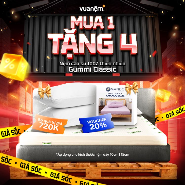 Nệm cao su 100% thiên nhiên Gummi Classic