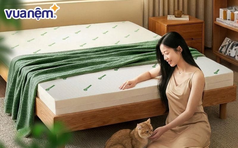 Nệm cao su tự nhiên có độ đàn hồi tốt, nâng đỡ cơ thể tối ưu