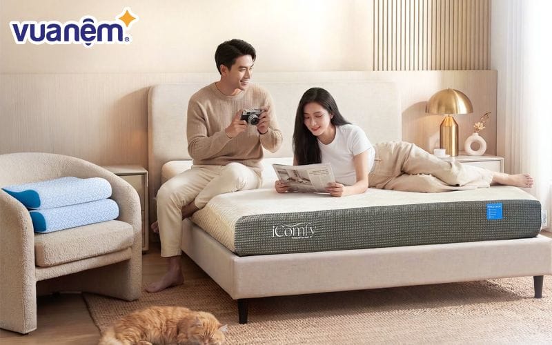 Nệm foam 1m5 thoáng khí, êm ái, thiết kế hiện đại