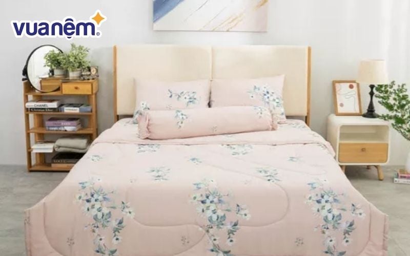 Bộ chăn ga gối chun chần Amando Silky 5 món