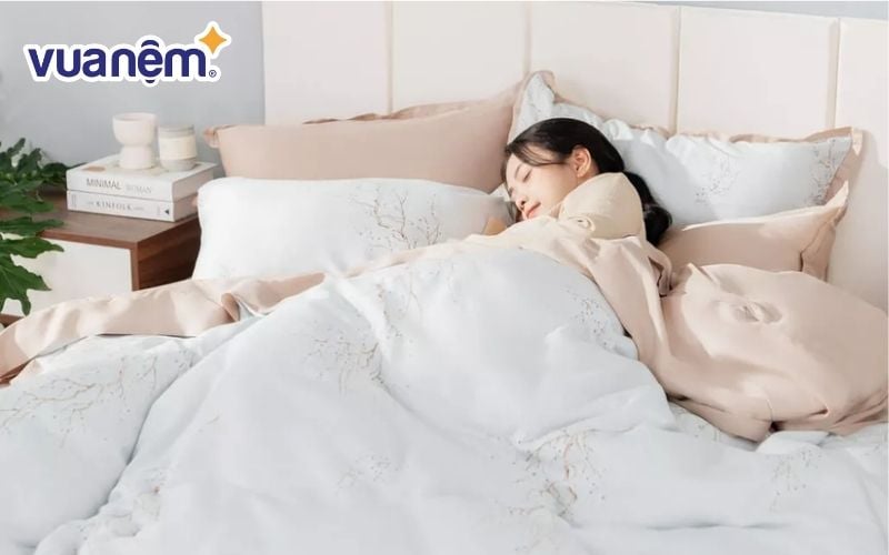 Bộ chăn ga gối 5 món Amando Jamila hoạt tiết sợi gỗ thiên nhiên