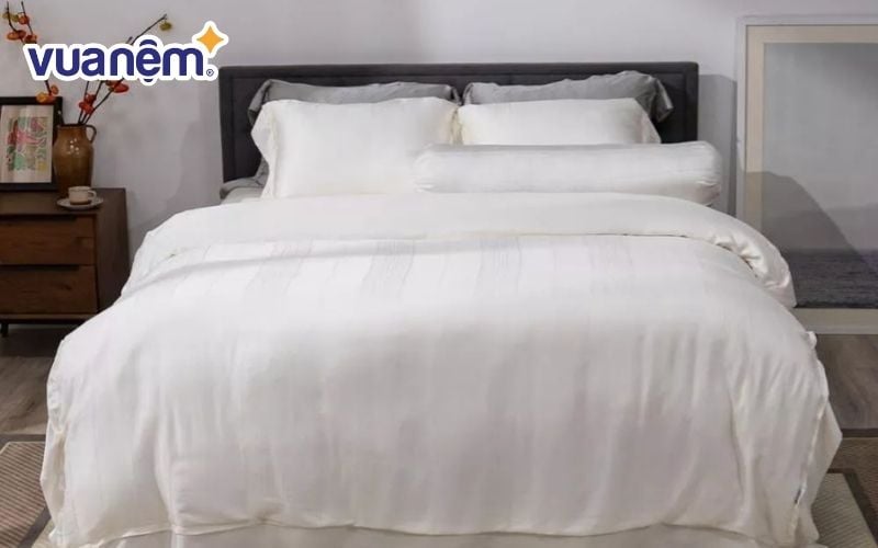 Bộ chăn ga 5 món luxury Amando Lagom lụa tencel đơn sắc