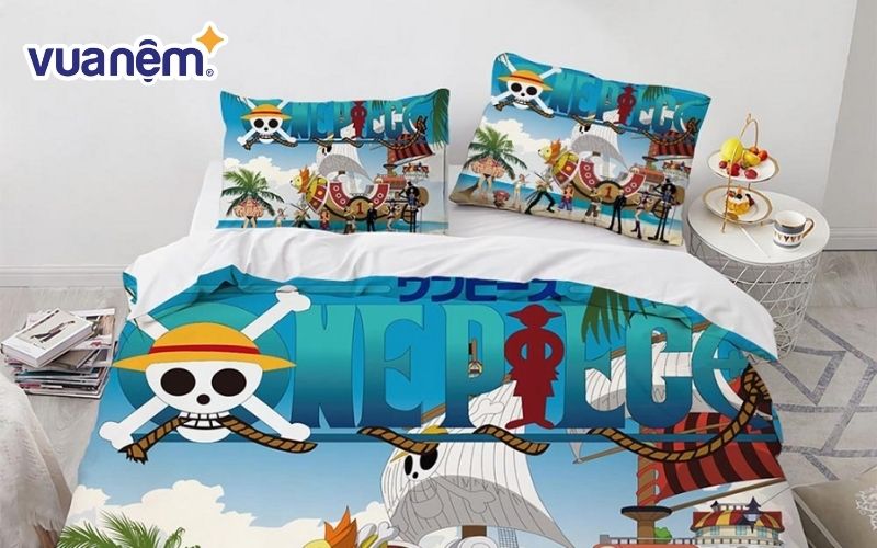 Bộ ga giường One Piece xanh dương đảo hải tặc