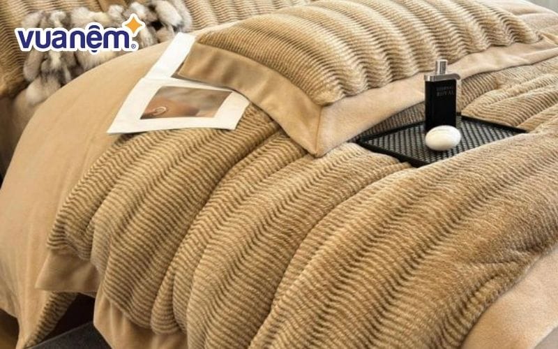 Set chăn nỉ lông hồ ly cao cấp 4 món